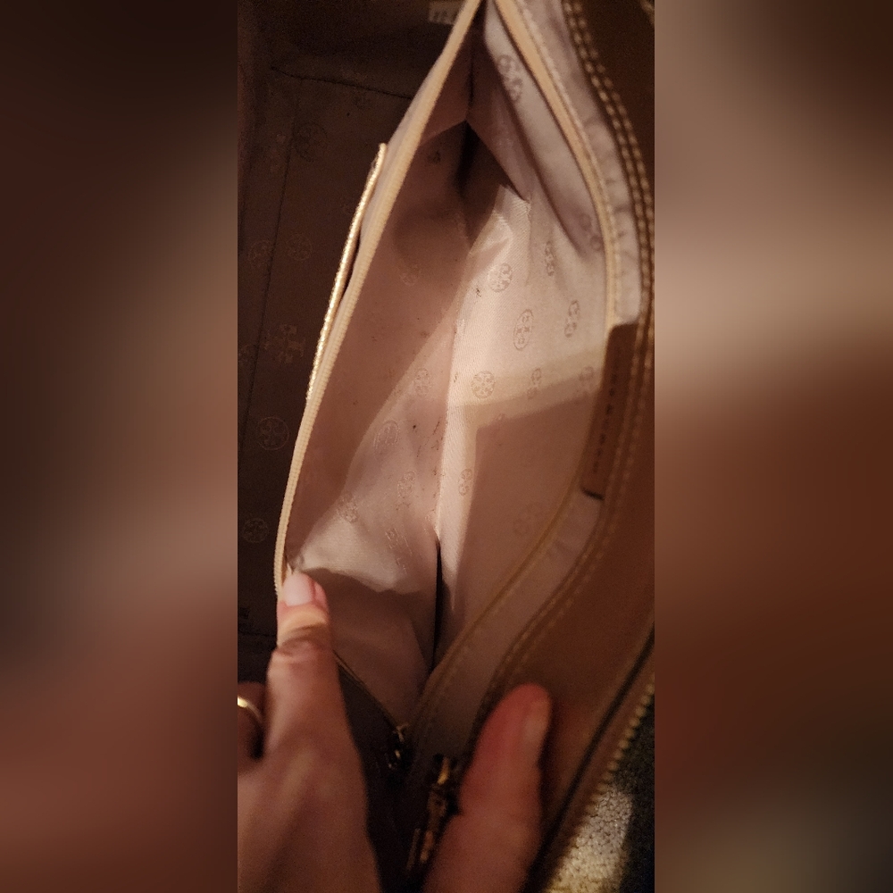 Tory Burch Shimmering Rose Gold Tote and Wallet EUC w New Crossbody Strap - Picture 10 of 16